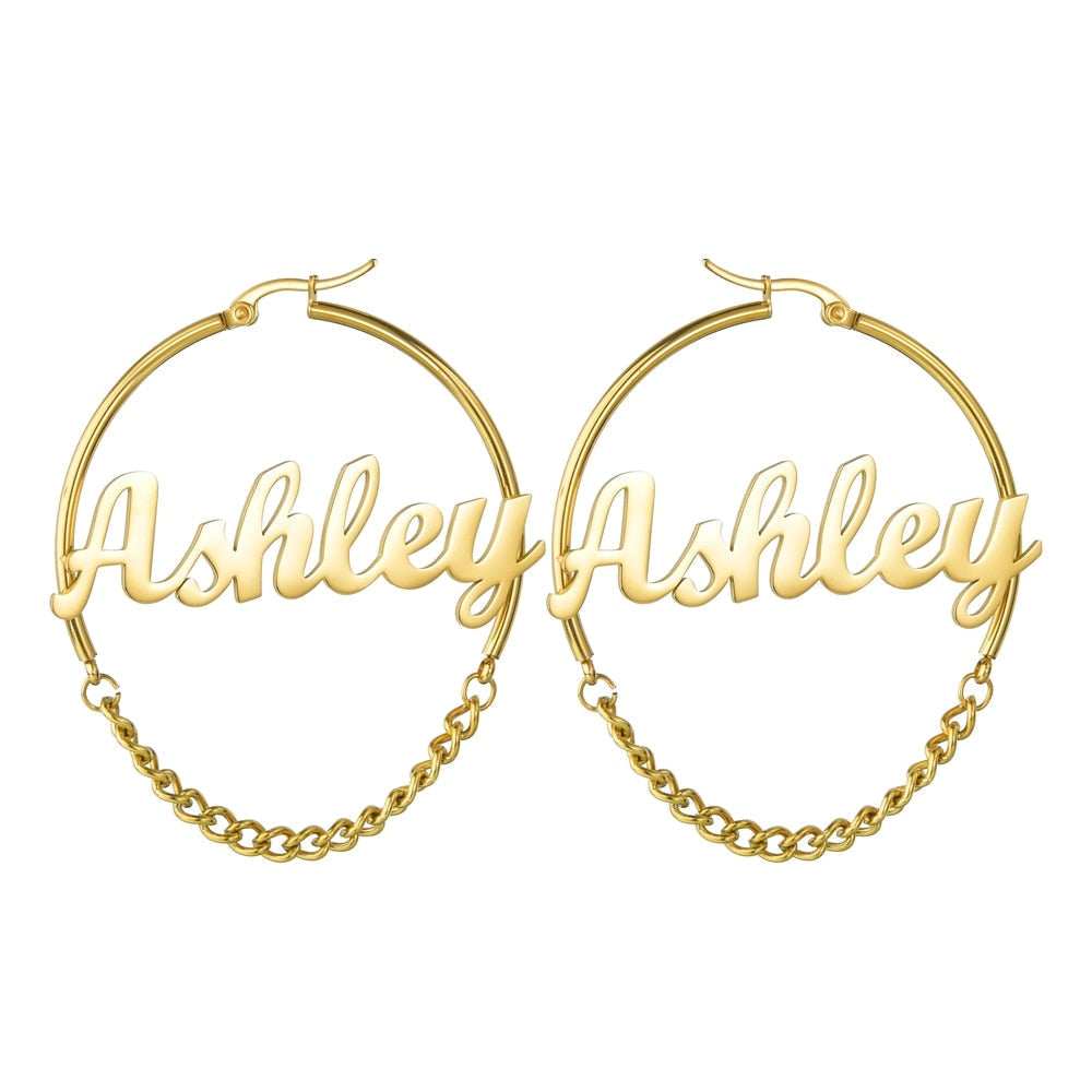 Name Circle Earrings